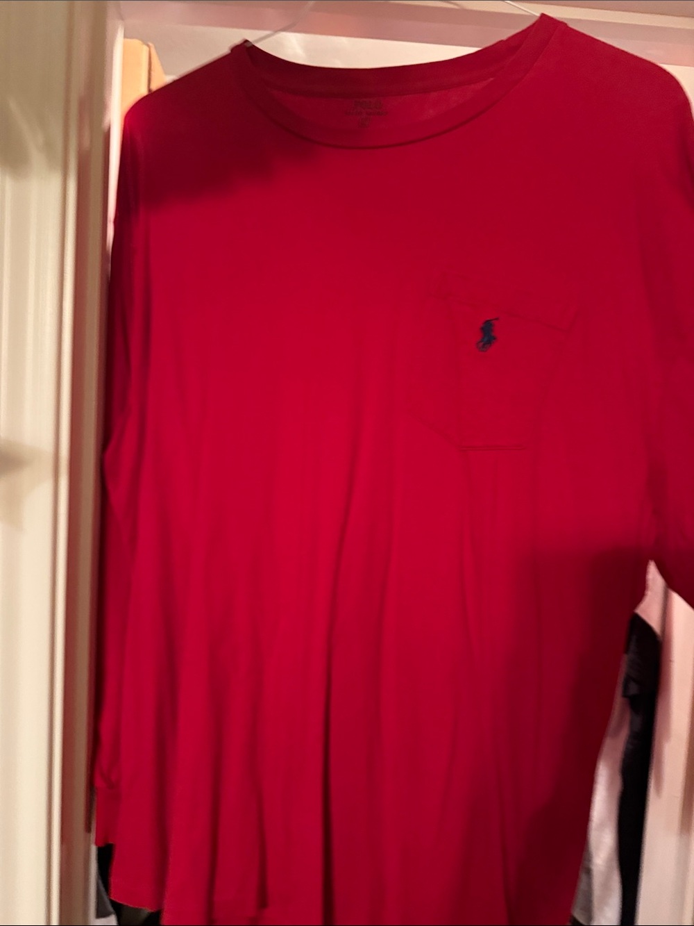 Polo by Ralph Lauren Long-Sleeve Pocket Tee - Bright Red with Navy Pony